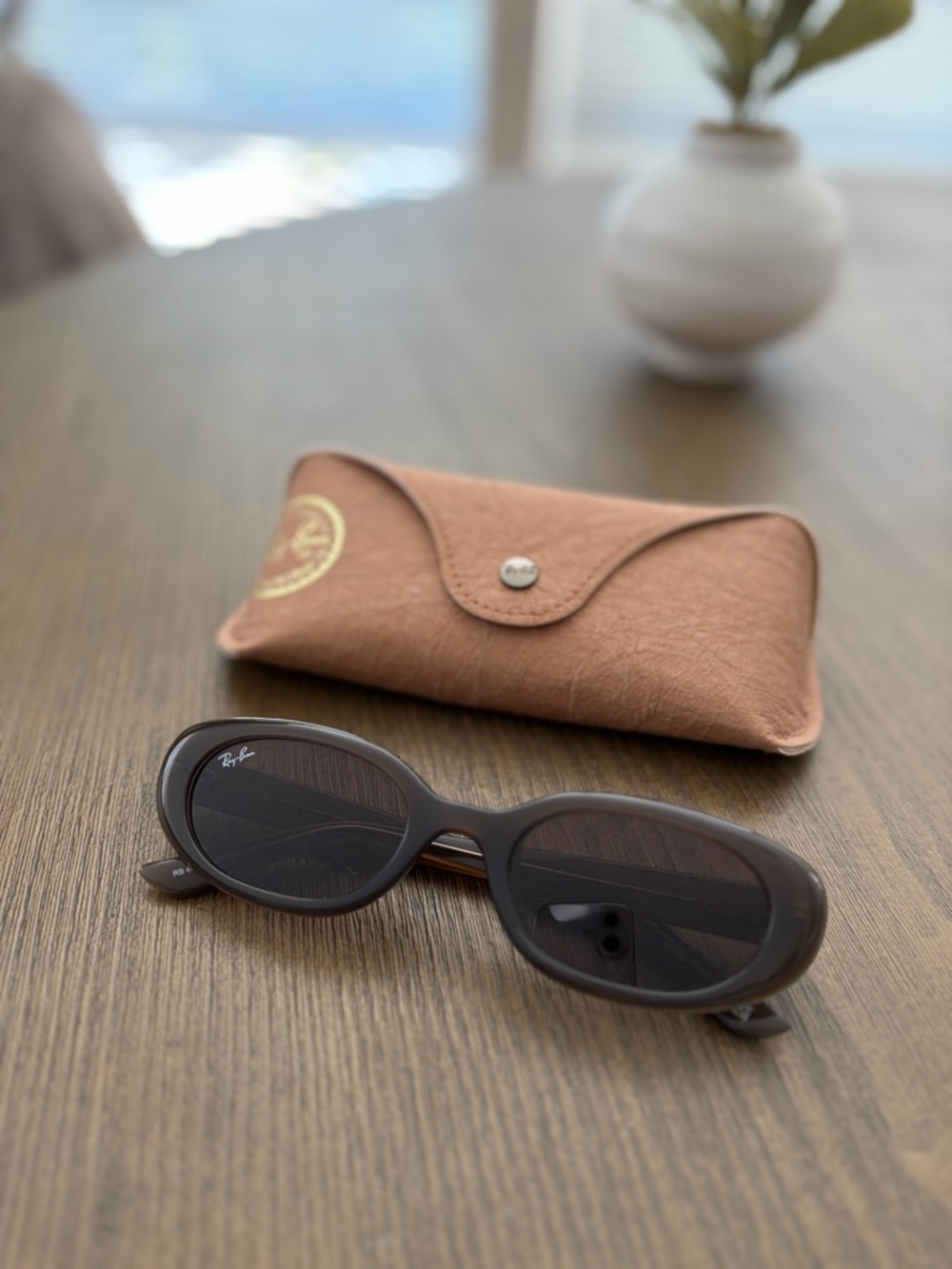 Ray-Ban Oval Sunglasses in Brown with Dark Lenses